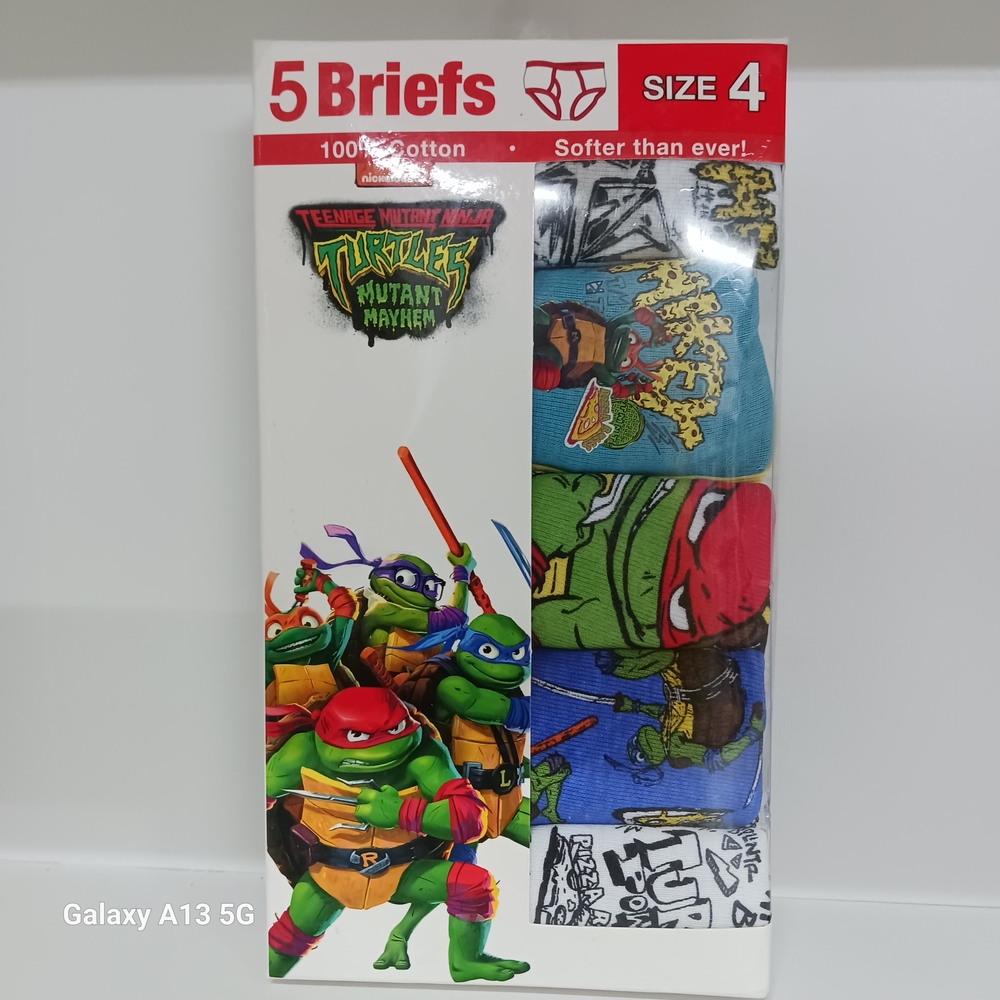 Teenage Mutant Ninja Turtles Boys' Briefs, 5 Pack, Size 4